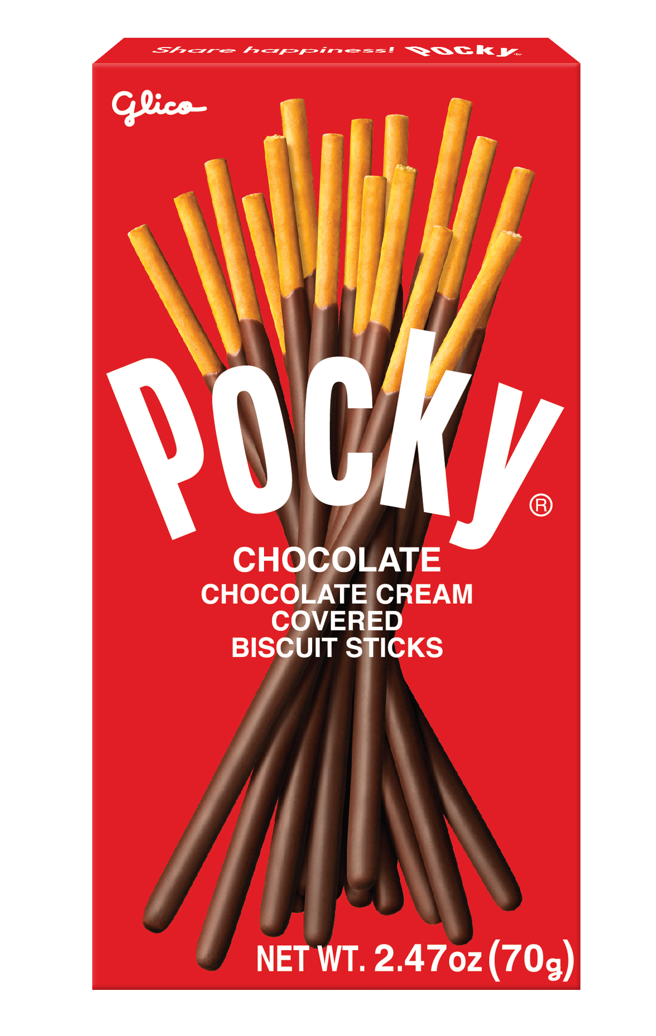 Red box of pocky biscuit stick cream chocolate.