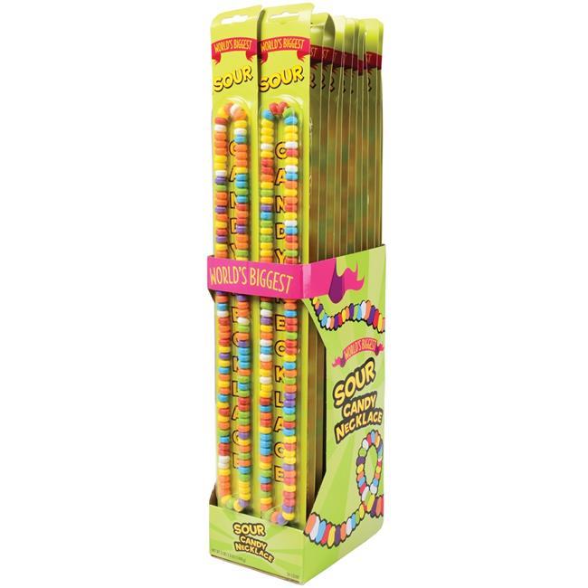Yellow packaging biggest sour candy necklace tray