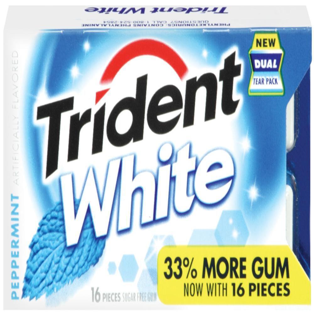 pack of trident while peppermint 16 pieces gum