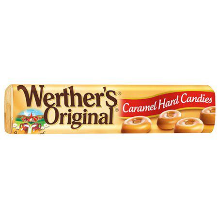 Werther's Original 12 count Caramel Hard Candies showing "Caramel Hard Candies.