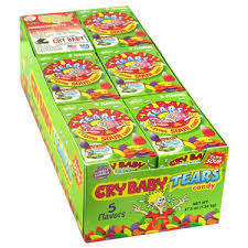 24 count Cry Baby Tears Extra Sour Candy Pack in green box