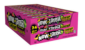24 count Now and Later Chewy Fruit Candy Variety Pack in packaging box
