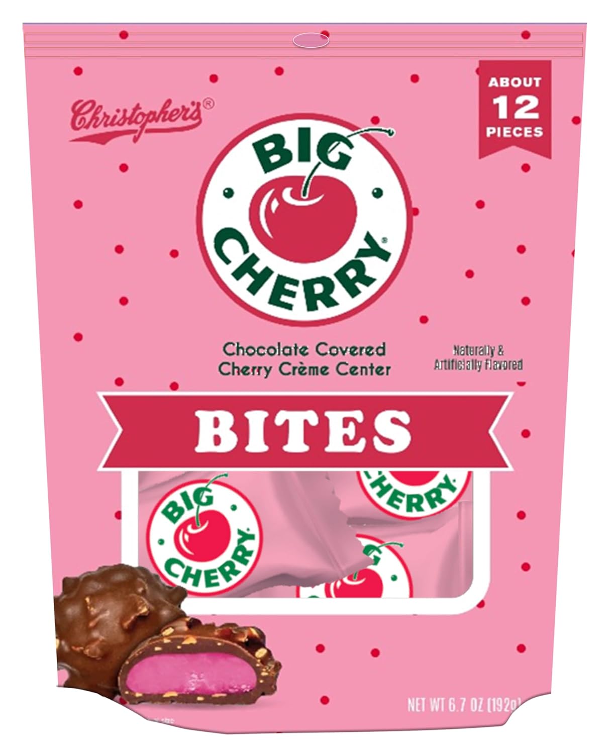 Christophers Big Cherry BITES ites Chocolate Covered 6.7 oz Bag 6 ct