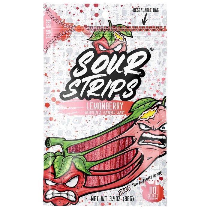 Sour Strips Duo Lemonberry Sour Candy Belt Peg 3.4 oz 12 ct
