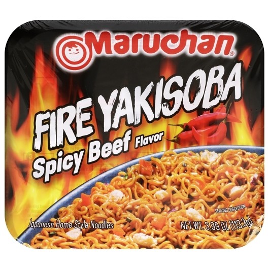 Maruchan Fire Yakisoba Ramen Noodles Spicy Beef 4.12oz 8ct
